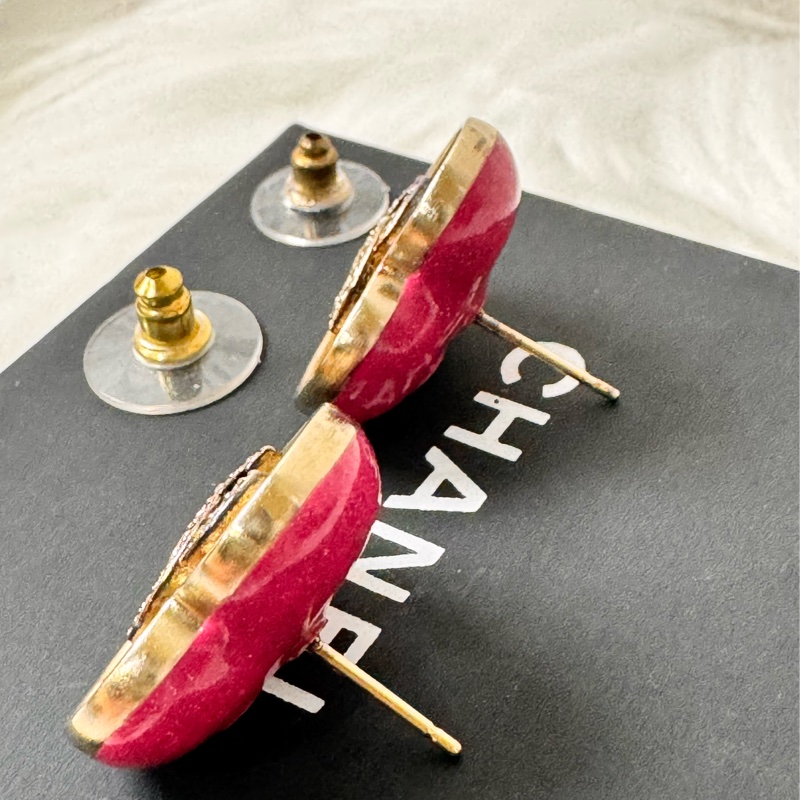 Chanel 心形漸層粉紅色耳環-10