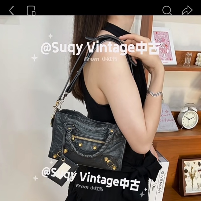 Balenciaga • 巴黎世家水泥灰City油臘牛皮金釦Mini機車包-1