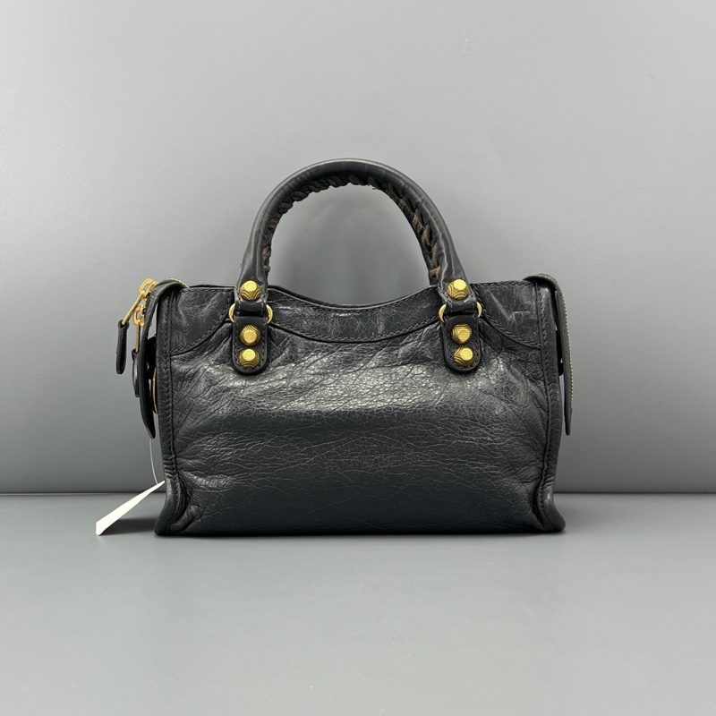 Balenciaga • 巴黎世家水泥灰City油臘牛皮金釦Mini機車包-4