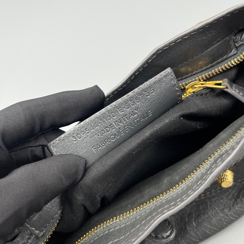 Balenciaga • 巴黎世家水泥灰City油臘牛皮金釦Mini機車包-5