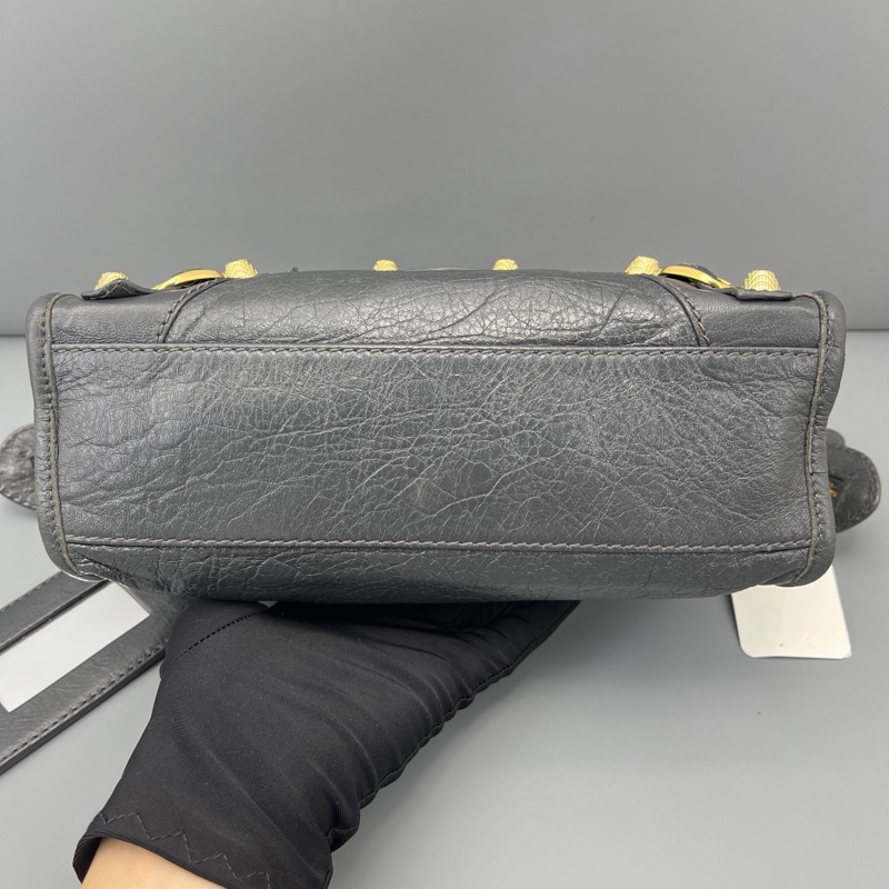 Balenciaga • 巴黎世家水泥灰City油臘牛皮金釦Mini機車包-6