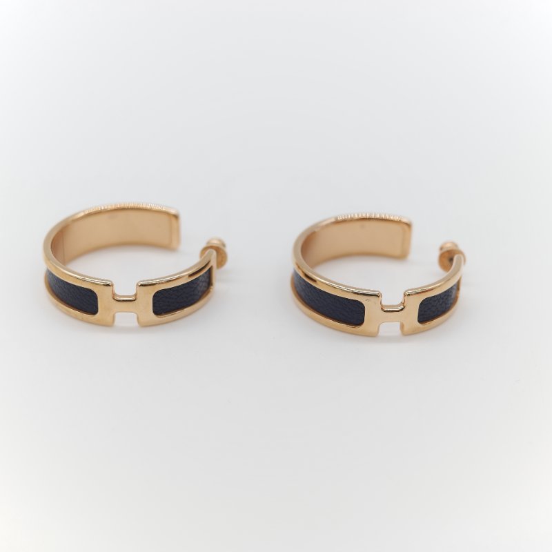 (母親節特惠♥️全網最低)Hermès 愛馬仕 深藍色 金色 耳環-1