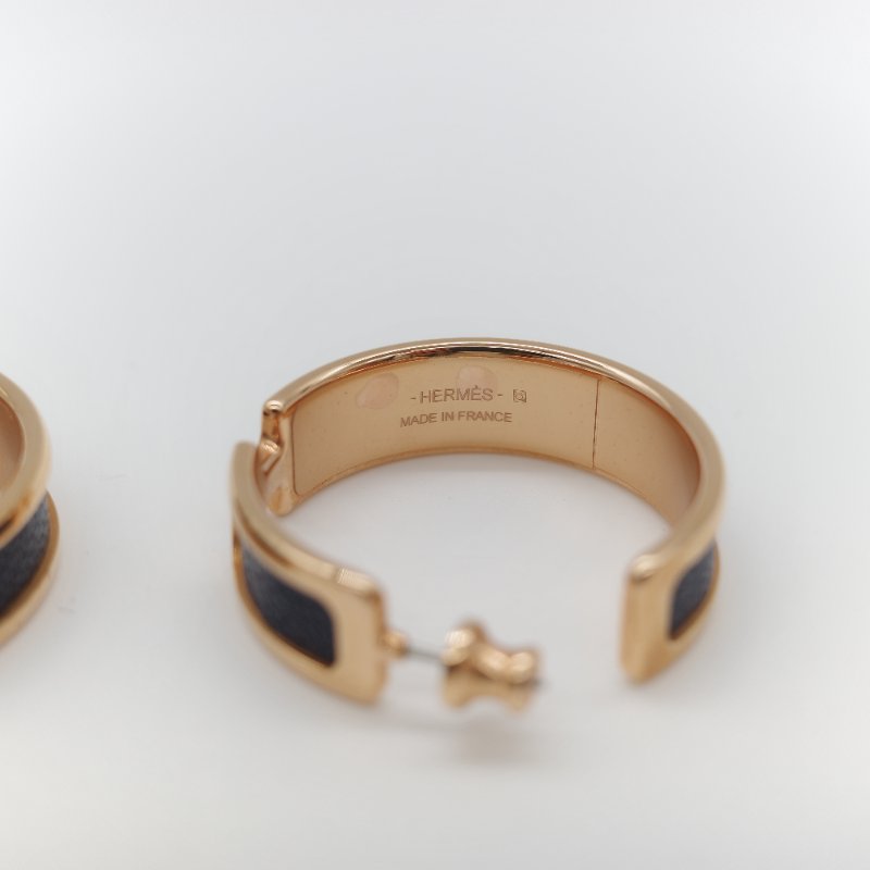 (母親節特惠♥️全網最低)Hermès 愛馬仕 深藍色 金色 耳環-5