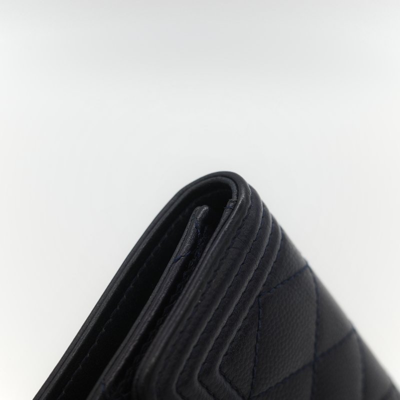 Chanel 香奈兒 Boy 黑色荔枝皮 短夾 （鈔票位+卡位）-8