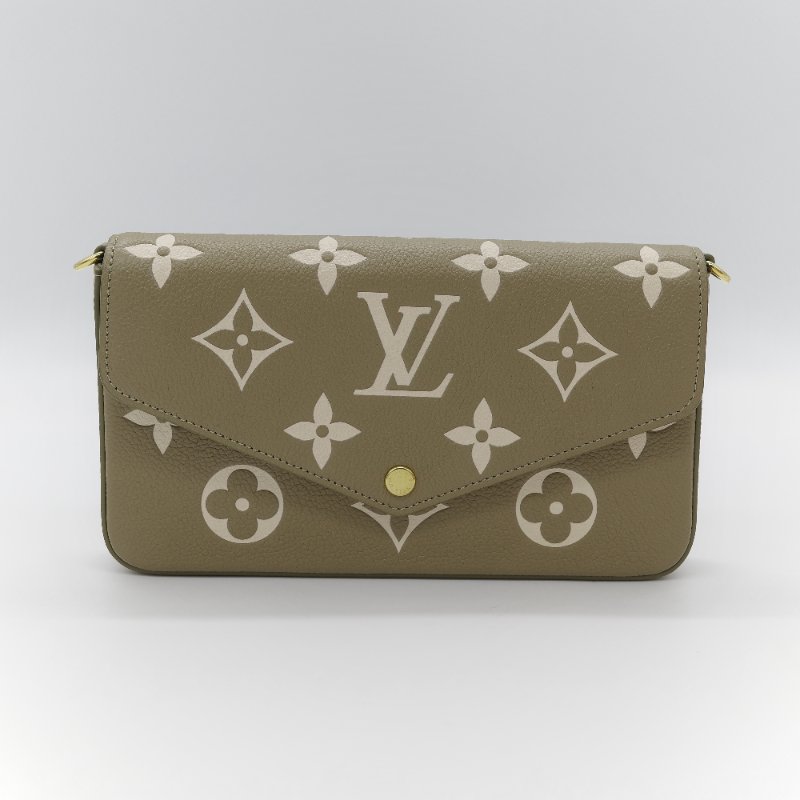 Louis Vuitton 路易威登 三合一 卡其綠 牛皮 花紋 鏈條錢包 斜挎包 單肩包-1