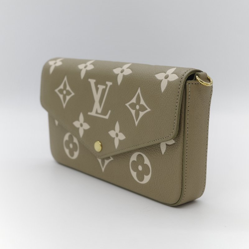 Louis Vuitton 路易威登 三合一 卡其綠 牛皮 花紋 鏈條錢包 斜挎包 單肩包-3