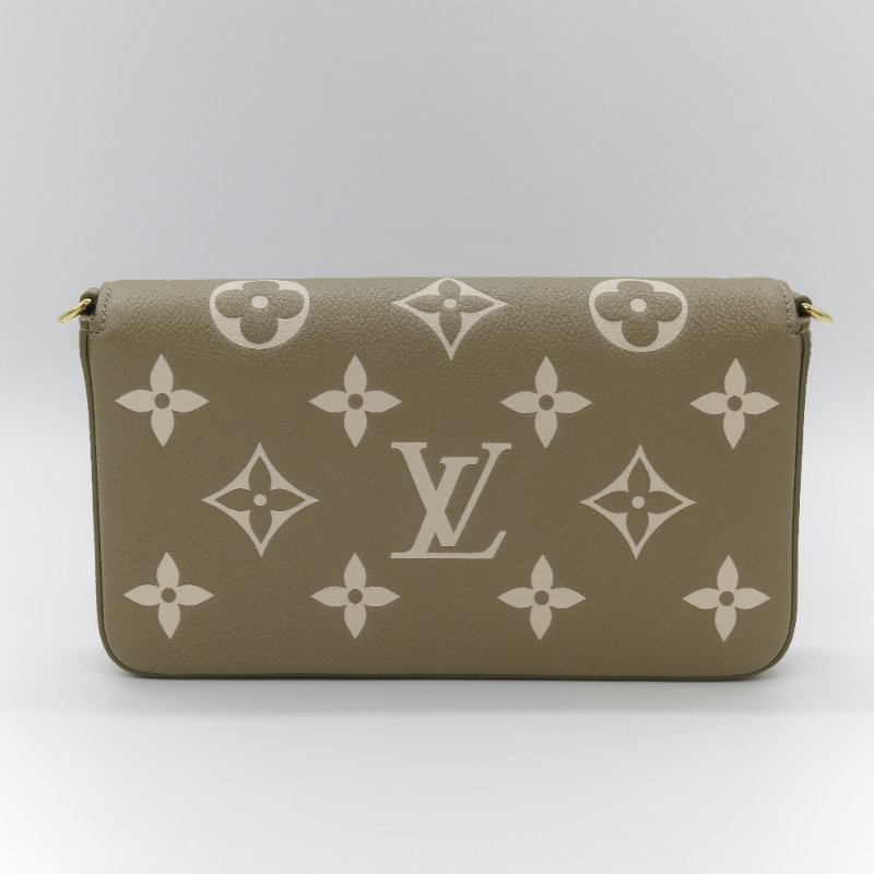 Louis Vuitton 路易威登 三合一 卡其綠 牛皮 花紋 鏈條錢包 斜挎包 單肩包-4