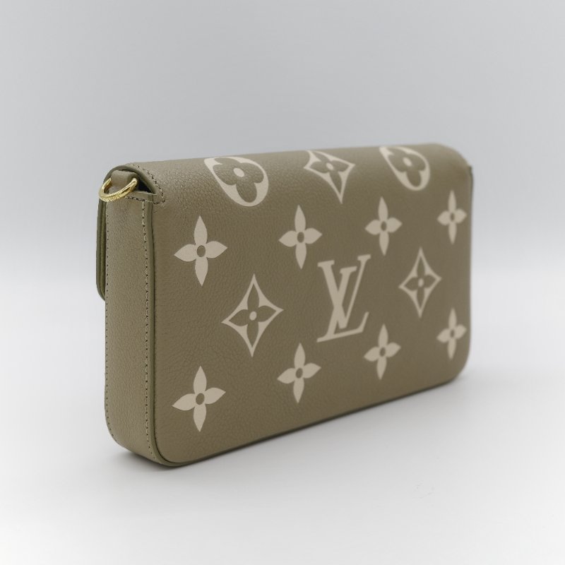 Louis Vuitton 路易威登 三合一 卡其綠 牛皮 花紋 鏈條錢包 斜挎包 單肩包-6