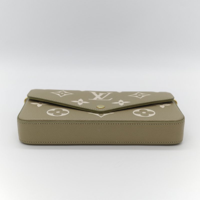 Louis Vuitton 路易威登 三合一 卡其綠 牛皮 花紋 鏈條錢包 斜挎包 單肩包-7