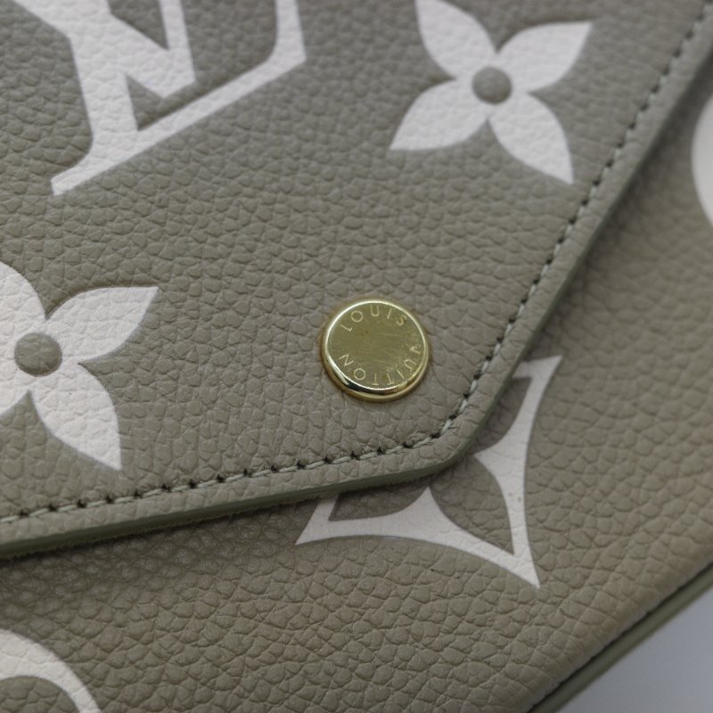 Louis Vuitton 路易威登 三合一 卡其綠 牛皮 花紋 鏈條錢包 斜挎包 單肩包-9