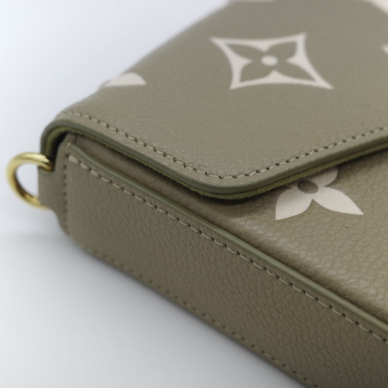 Louis Vuitton 路易威登 三合一 卡其綠 牛皮 花紋 鏈條錢包 斜挎包 單肩包-10