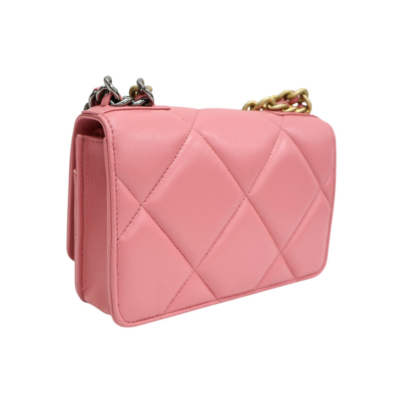 粉色 菱格紋 羊皮 19 WOC 鍊帶 肩背包【CHANEL 香奈兒】 AP0957-1