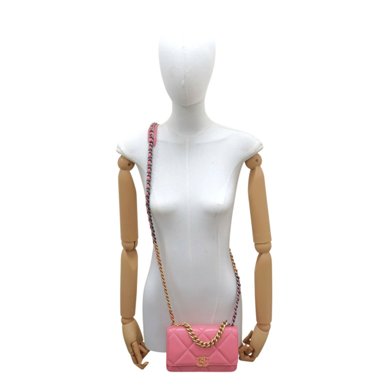 粉色 菱格紋 羊皮 19 WOC 鍊帶 肩背包【CHANEL 香奈兒】 AP0957-10