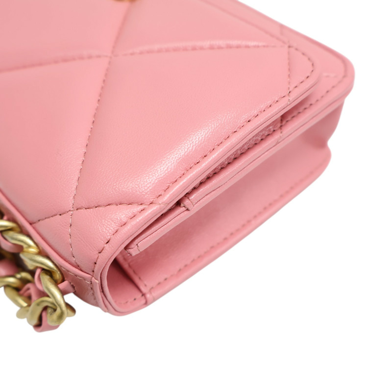 粉色 菱格紋 羊皮 19 WOC 鍊帶 肩背包【CHANEL 香奈兒】 AP0957-11