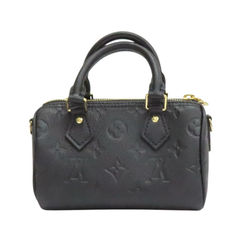 黑色 壓紋牛皮 Nano Speedy 肩背包【LOUIS VUITTON LV 路易威登】 M82450-1