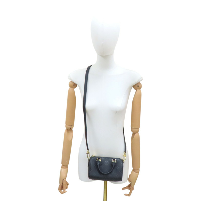 黑色 壓紋牛皮 Nano Speedy 肩背包【LOUIS VUITTON LV 路易威登】 M82450-8