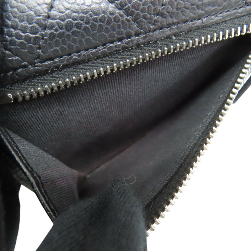 黑色 菱格紋 荔枝牛皮 三折短夾 銀釦【CHANEL 香奈兒】 AP0231-4