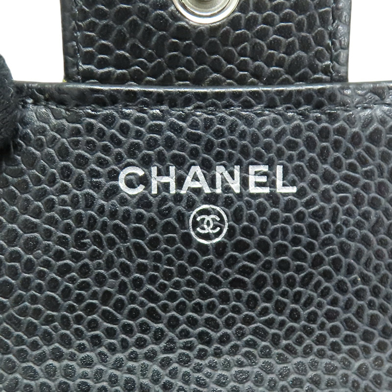 黑色 菱格紋 荔枝牛皮 三折短夾 銀釦【CHANEL 香奈兒】 AP0231-5