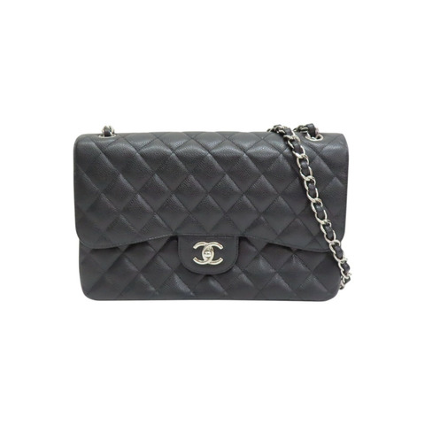 黑色 荔枝紋 牛皮 COCO Jumbo 30 銀釦 肩背包【CHANEL 香奈兒】 A58600