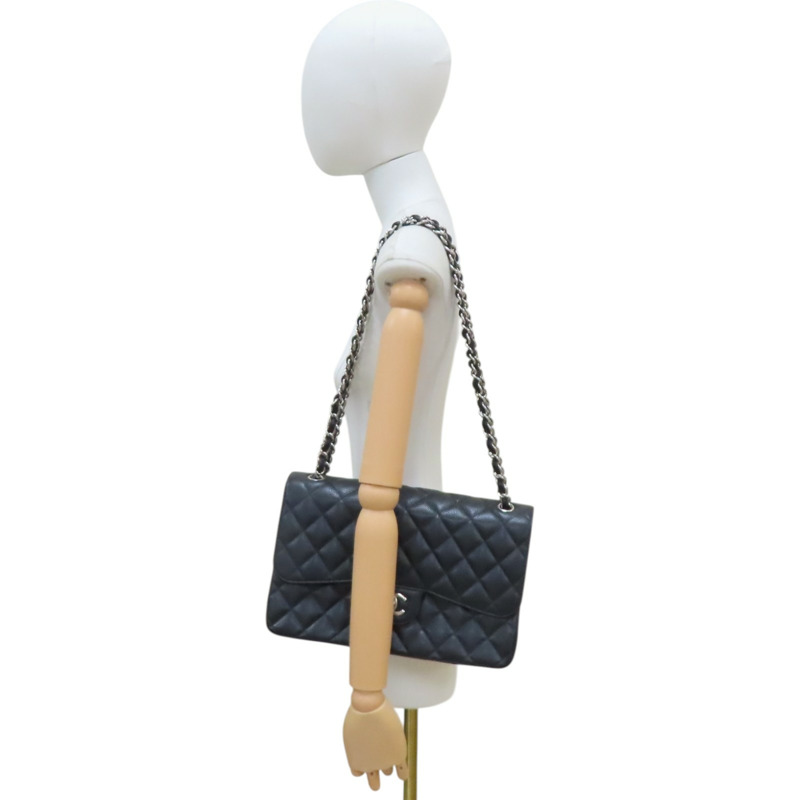 黑色 荔枝紋 牛皮 COCO Jumbo 30 銀釦 肩背包【CHANEL 香奈兒】 A58600-8