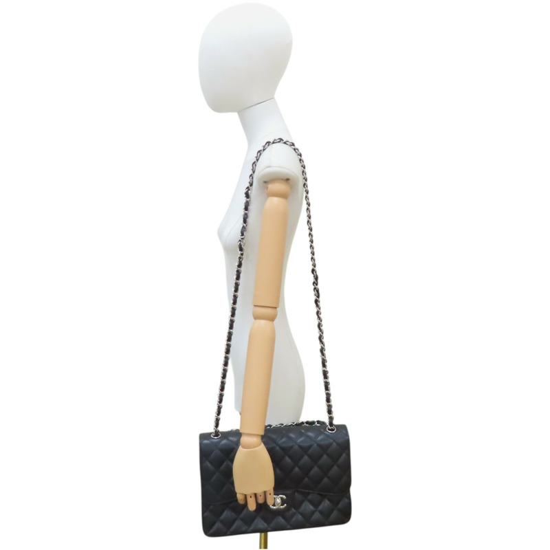 黑色 荔枝紋 牛皮 COCO Jumbo 30 銀釦 肩背包【CHANEL 香奈兒】 A58600-9