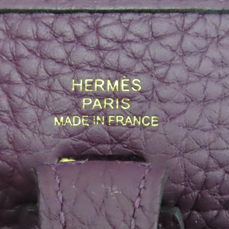 葡萄紫色 Togo牛皮 Mini Evelyne 肩背包 K刻 金釦【HERMES 愛馬仕】 H069426CC-4