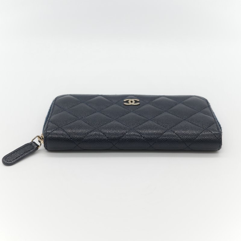 Chanel 香奈兒 深藍色 荔枝牛皮 長錢包-3