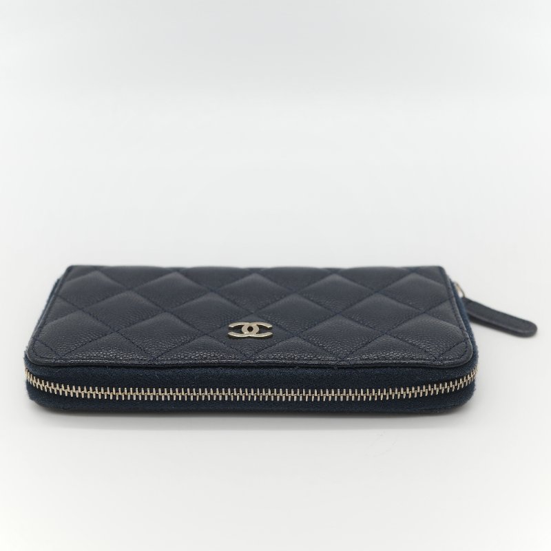 Chanel 香奈兒 深藍色 荔枝牛皮 長錢包-4