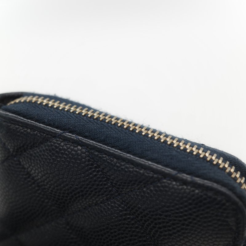 Chanel 香奈兒 深藍色 荔枝牛皮 長錢包-10