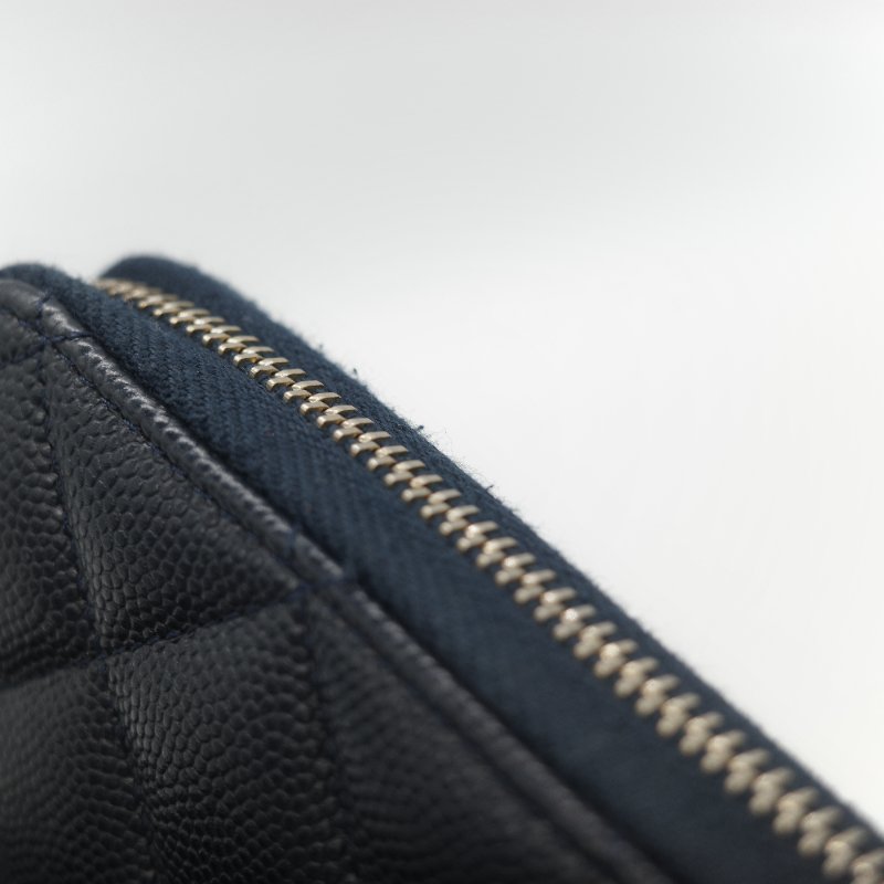 Chanel 香奈兒 深藍色 荔枝牛皮 長錢包-11