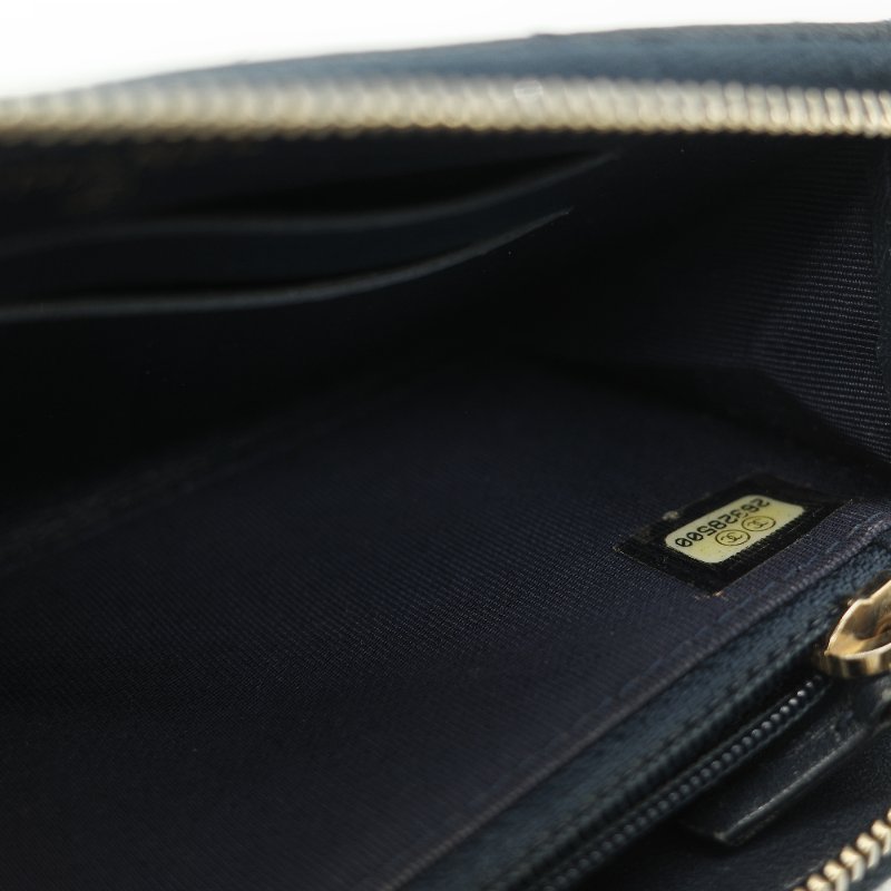 Chanel 香奈兒 深藍色 荔枝牛皮 長錢包-14