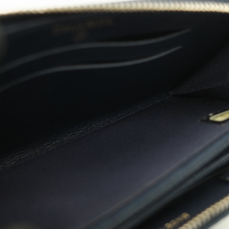 Chanel 香奈兒 深藍色 荔枝牛皮 長錢包-15