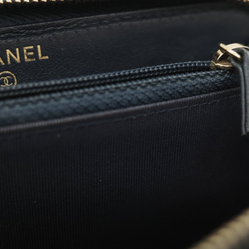 Chanel 香奈兒 深藍色 荔枝牛皮 長錢包-19