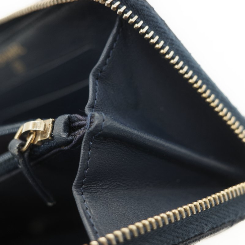 Chanel 香奈兒 深藍色 荔枝牛皮 長錢包-20