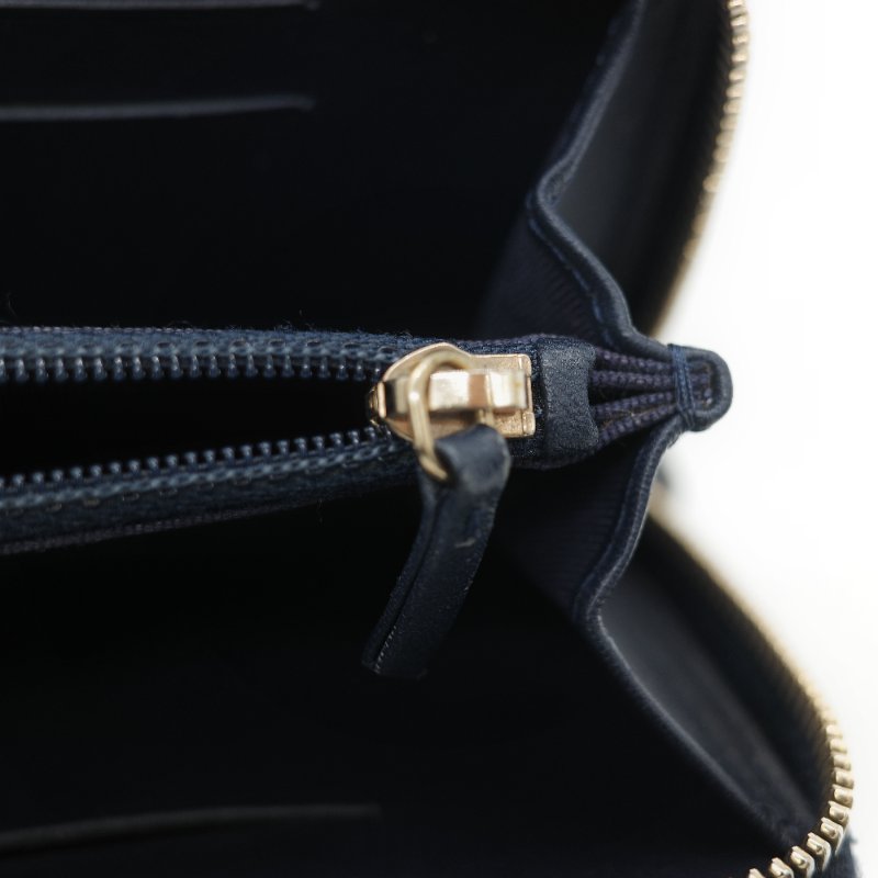 Chanel 香奈兒 深藍色 荔枝牛皮 長錢包-21