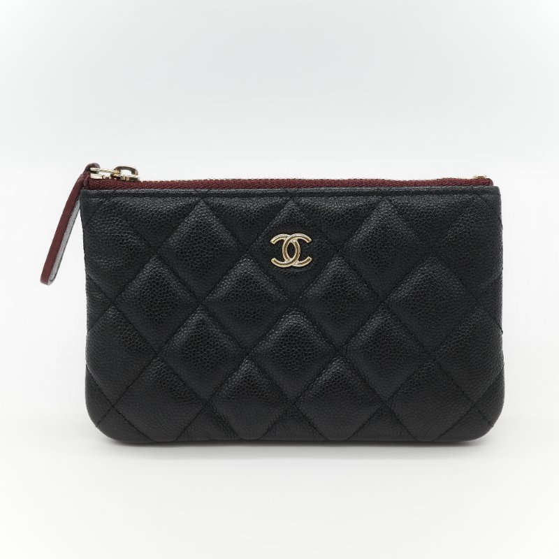 Chanel 香奈兒 黑色荔枝 拉鍊錢包-1
