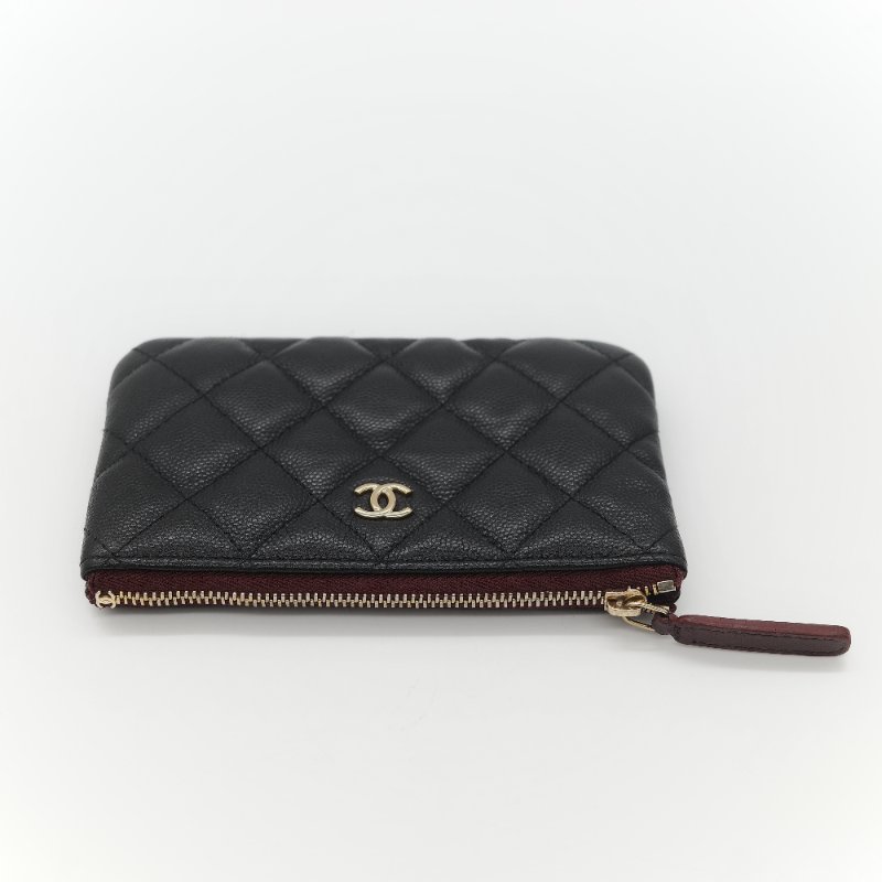 Chanel 香奈兒 黑色荔枝 拉鍊錢包-3