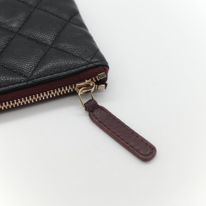 Chanel 香奈兒 黑色荔枝 拉鍊錢包-7