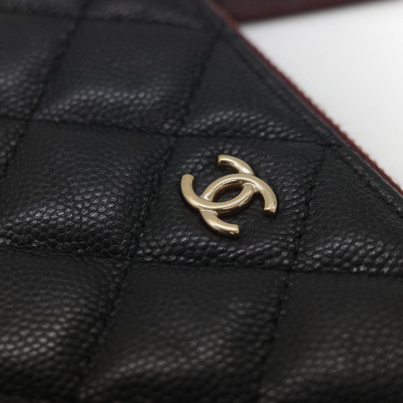 Chanel 香奈兒 黑色荔枝 拉鍊錢包-8