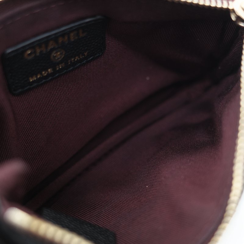 Chanel 香奈兒 黑色荔枝 拉鍊錢包-12