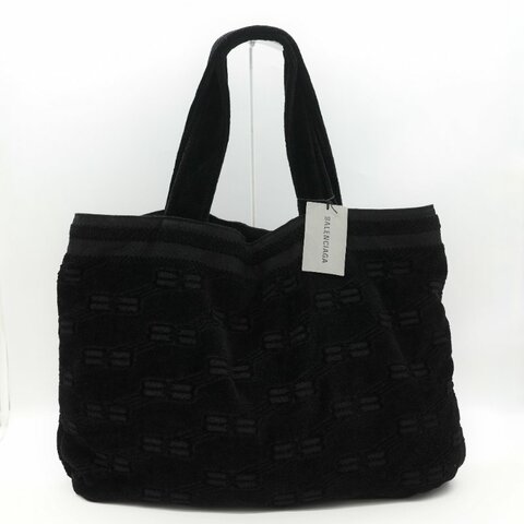 Balenciaga 巴黎世家 黑色滿版 毛巾收納 托特包