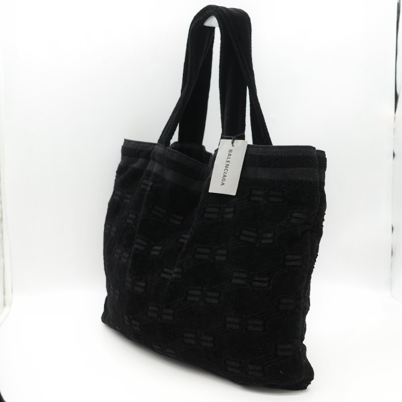 Balenciaga 巴黎世家 黑色滿版 毛巾收納 托特包-2