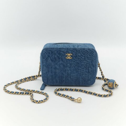 Chanel 香奈兒 牛仔布 金球（調節長短）相機包 斜挎包