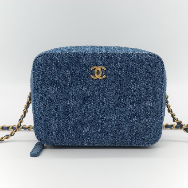 Chanel 香奈兒 牛仔布 金球(調節長短)相機包 斜挎包-1