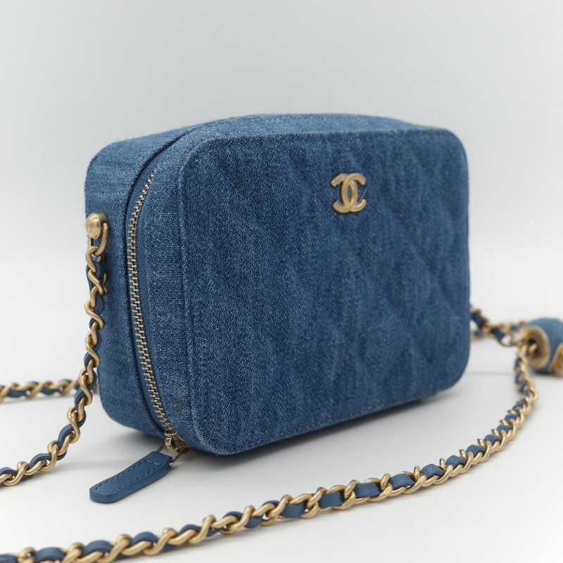 Chanel 香奈兒 牛仔布 金球(調節長短)相機包 斜挎包-2