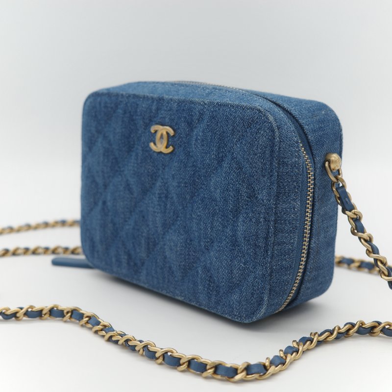 Chanel 香奈兒 牛仔布 金球(調節長短)相機包 斜挎包-3