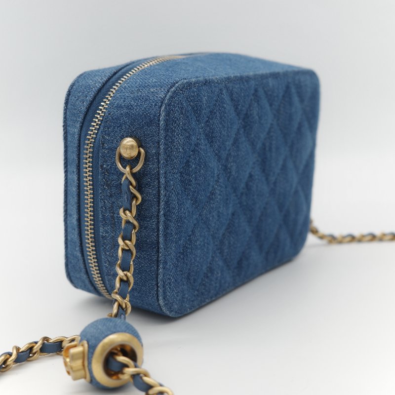 Chanel 香奈兒 牛仔布 金球(調節長短)相機包 斜挎包-6