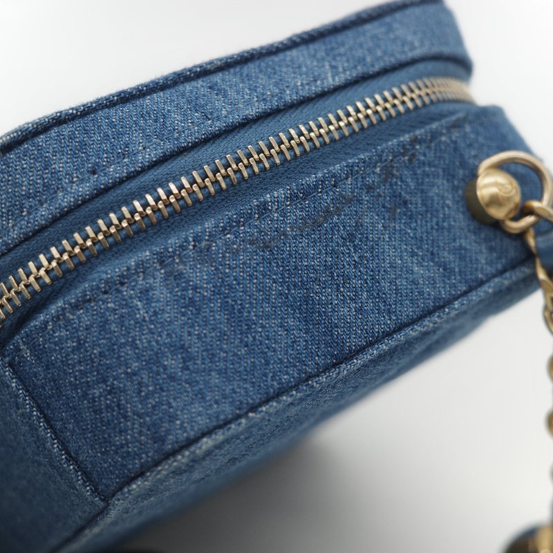 Chanel 香奈兒 牛仔布 金球(調節長短)相機包 斜挎包-13