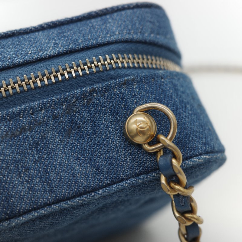 Chanel 香奈兒 牛仔布 金球(調節長短)相機包 斜挎包-14