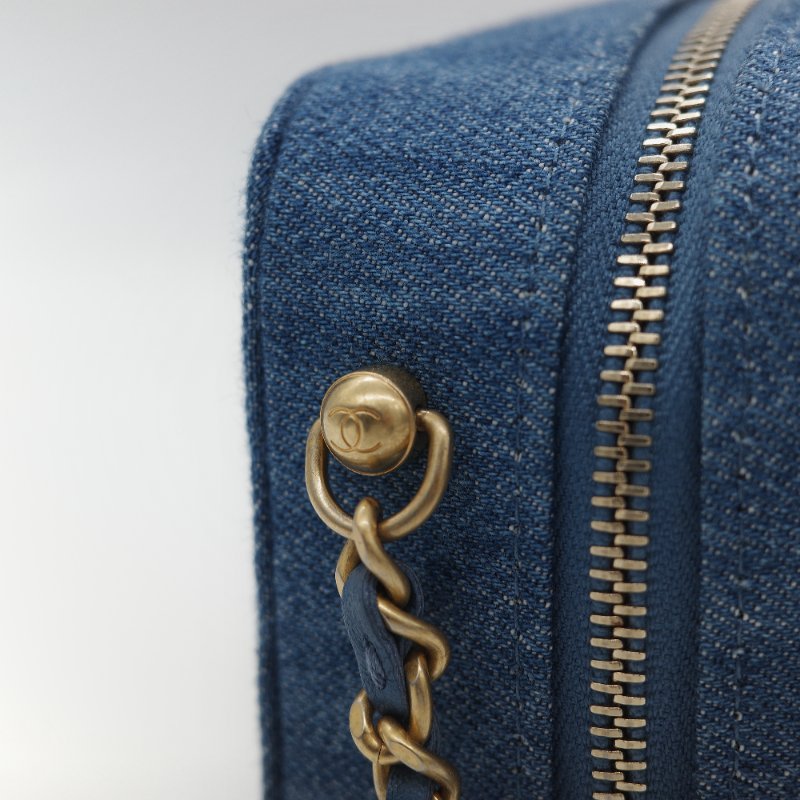 Chanel 香奈兒 牛仔布 金球(調節長短)相機包 斜挎包-16